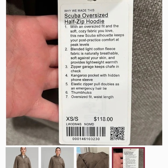 NWT Lululemon oversized crop scuba hoodie in nomad. Size XS/S. - Picture 2 of 2